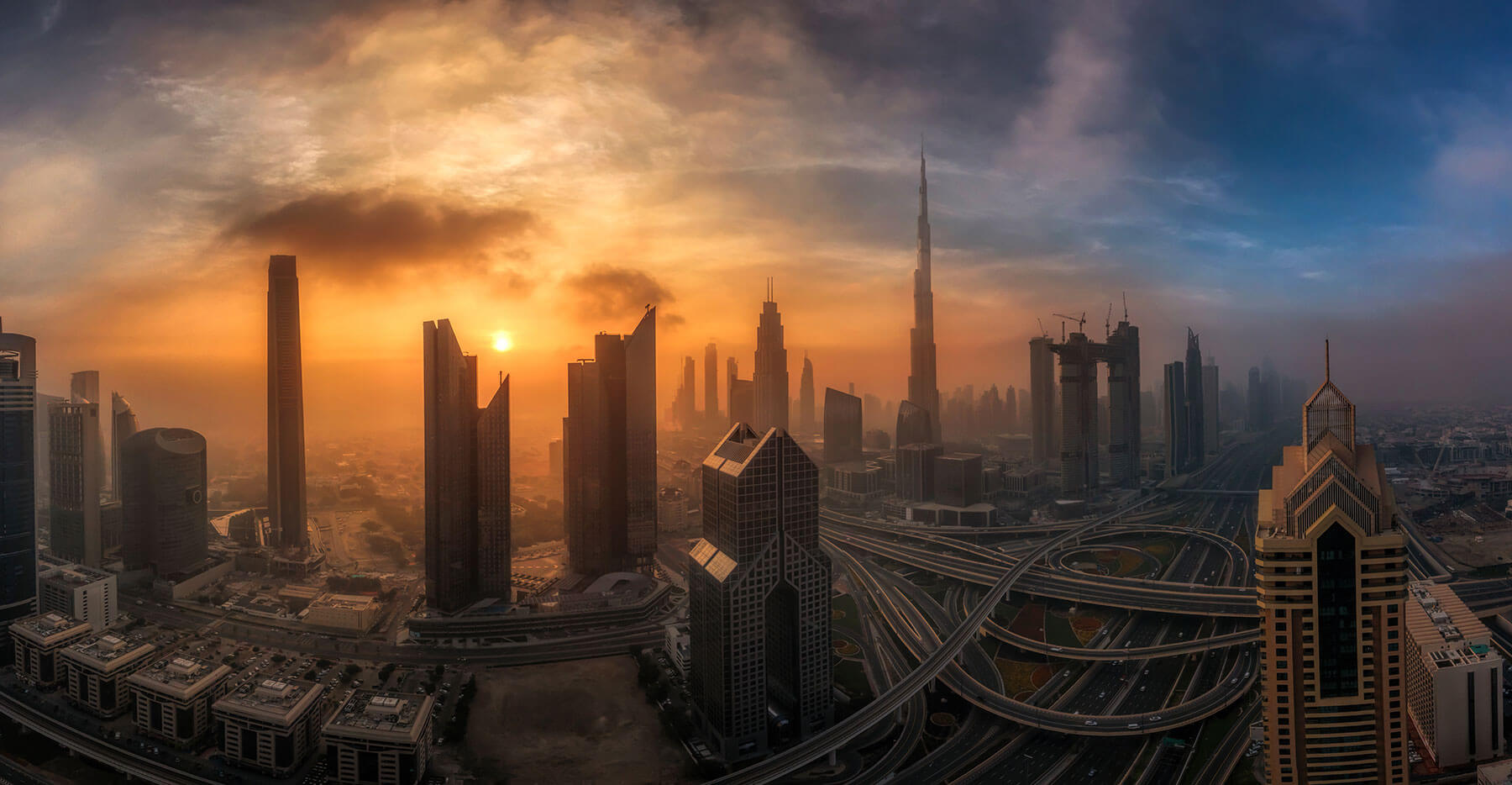 Dubai skyline business roads and buildings